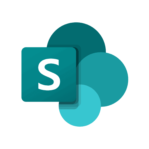 Microsoft SharePoint logo with overlapping circles in teal shades.